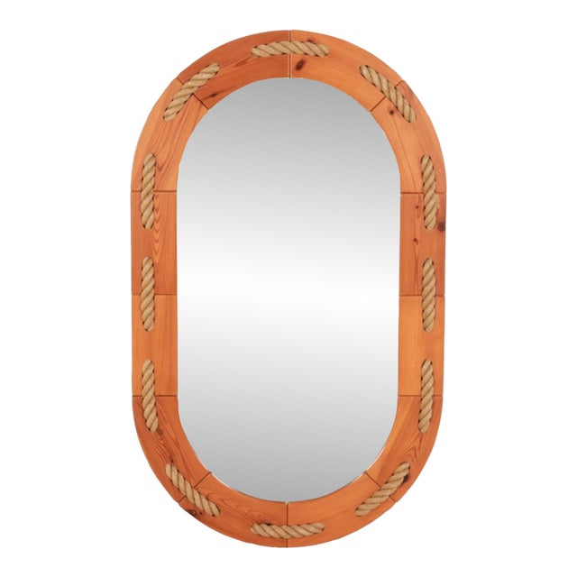 Sven Larsson Pine Nautical Wall Mirror 1970s For Sale