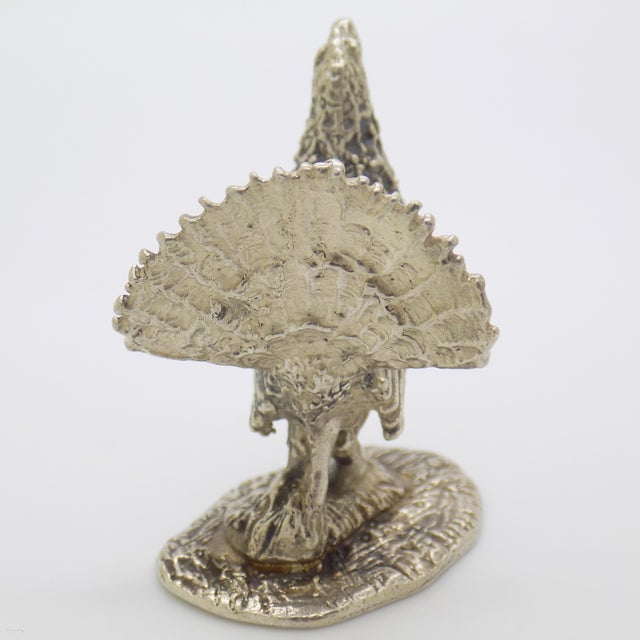 Metal Vintage Italian Handmade Genuine Silver Turkey Figurine Sculpture 1950/60 For Sale - Image 7 of 11