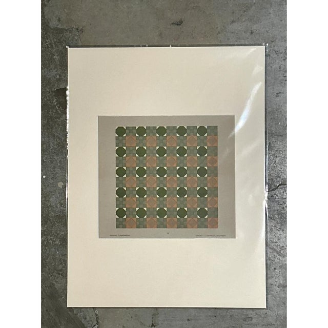 Mid-Century Modern Vintage Geometric Tile Pattern Serigraph For Sale - Image 3 of 12