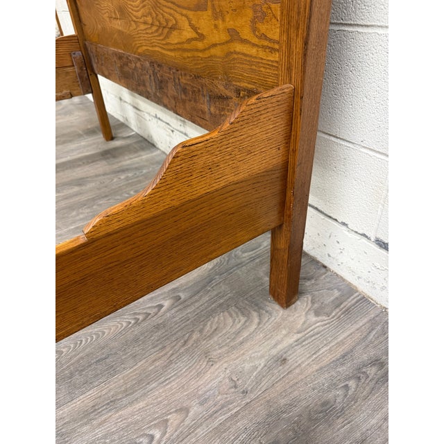Antique Full Size Victorian Eastlake Carved Oak High Back Bed For Sale - Image 16 of 16