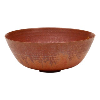 Gertrud and Otto Natzler Bowl Earthenware With Flame Red Mat Glaze 1945 For Sale