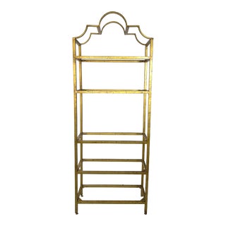 Vintage Hollywood Regency Gold Metal Étagère Bookshelf For Sale