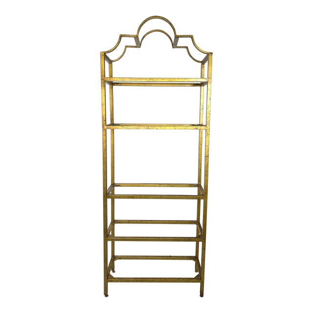 Vintage Hollywood Regency Gold Metal Étagère Bookshelf Chairish
