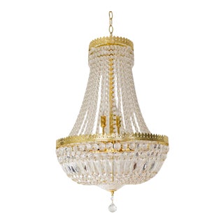 Empire Style Sac De Pearl Crystal Chandelier With Tent and Basket For Sale