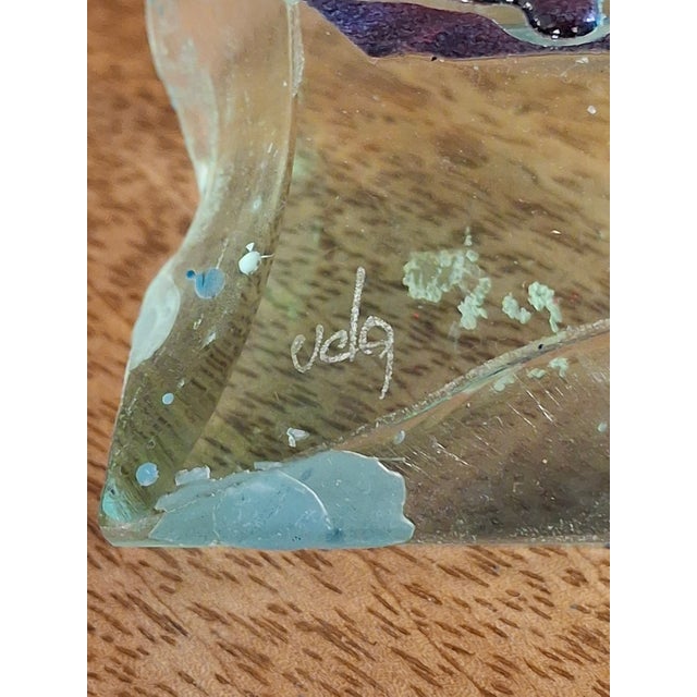 Late 20th Century Signed Uda Yehuda Parmat Studio Art Glass Menorah Iridescent Fused Dreidel For Sale - Image 12 of 17