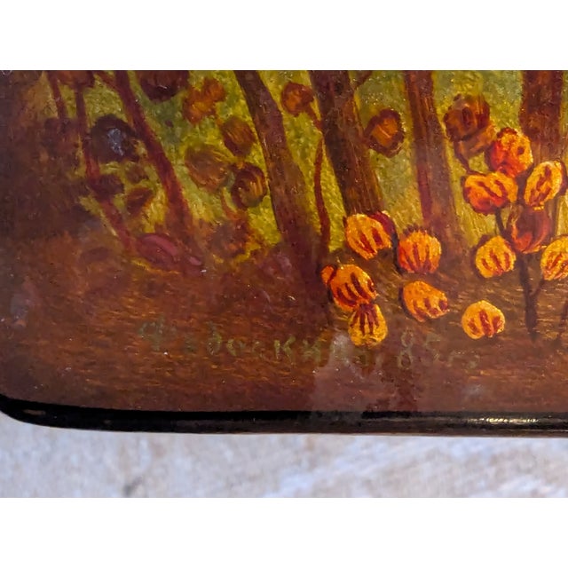1950s Vintage Fedoskino Lacquer Box: 'The Young Cowherd' by Artist v.b. Morozov (1985) For Sale - Image 5 of 13