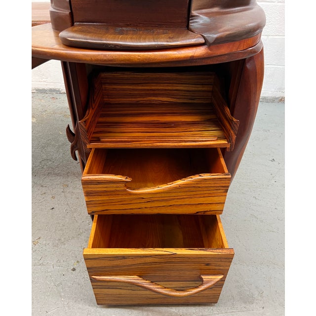 Rare Brazilian Mid-Century Sculptural Executive Desk With Tambour Pedestal For Sale - Image 11 of 16
