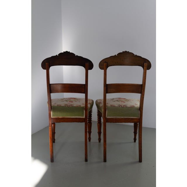 Danish Art Nouveau Chairs with Floral Needlepoint Seats, 1900s, Set of 2 For Sale - Image 12 of 18