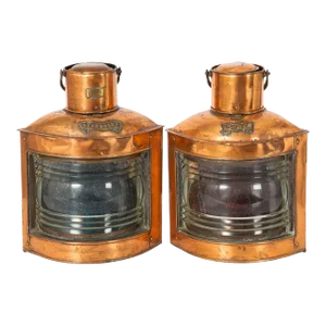 Pair of English Copper Ship’s Starboard & Port Ship's Lanterns