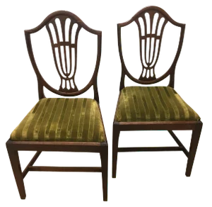 Mid 19th Century Antique Hepplewhite Shield Back Chairs - a Pair