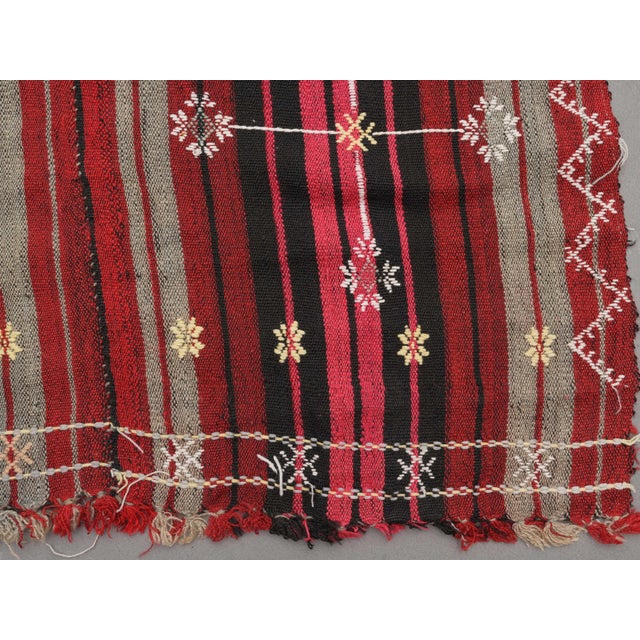 Red 1970s Vintage Handmade Wool Cotton Red Kilim Runner Rug For Sale - Image 8 of 11