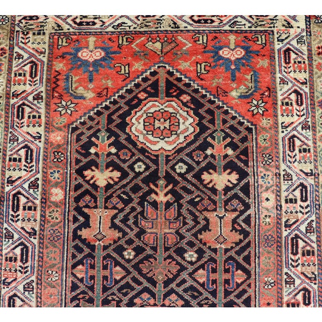 Antique Persian Malayer Runner With Sub-Geometric All-Over Design in Navy Color 3'1 X 12'9 For Sale - Image 10 of 14