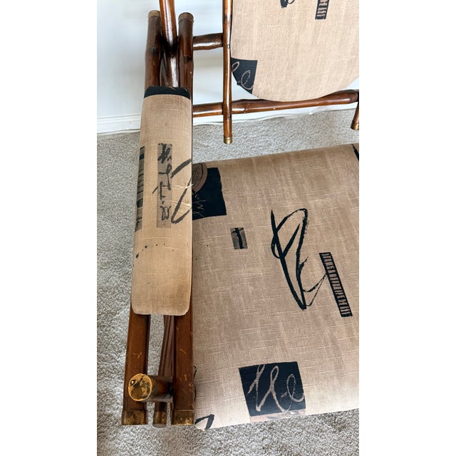 Italian Bamboo and Brass Chair and Ottoman 1970s For Sale - Image 15 of 16