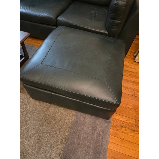 Stickley Leather ottoman in beautiful soft Largo Jade leather. Like new. From smoke and pet free home. Modular matching...