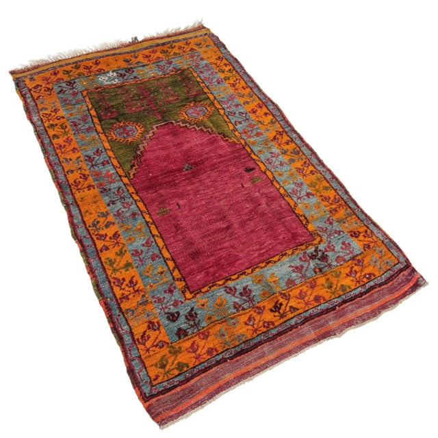 Vintage Hand-Knotted Turkish Prayer Rug - Rare Early-1900s Collector Piece With Tree-of-Life Motif For Sale - Image 4 of 10