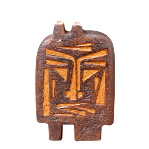 French Ceramic Vase with African Mask Motif by Jacqueline Lerat, 1960s
