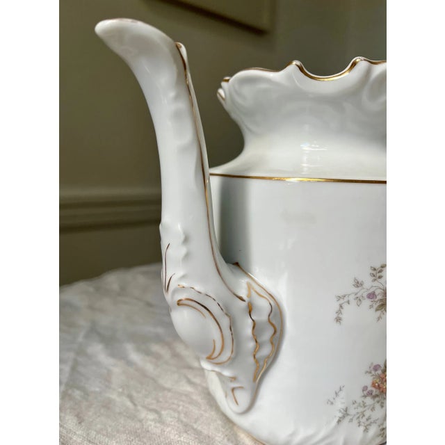 Traditional Early 20th Century Floral Motif Porcelain Tea Pot After Rc Rosenthal; No Lid For Sale - Image 3 of 9