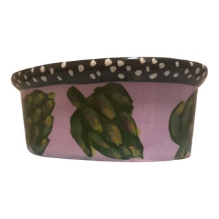 Vintage Droll Designs Hand-Painted Artichoke Ceramic Serving Bowl For Sale