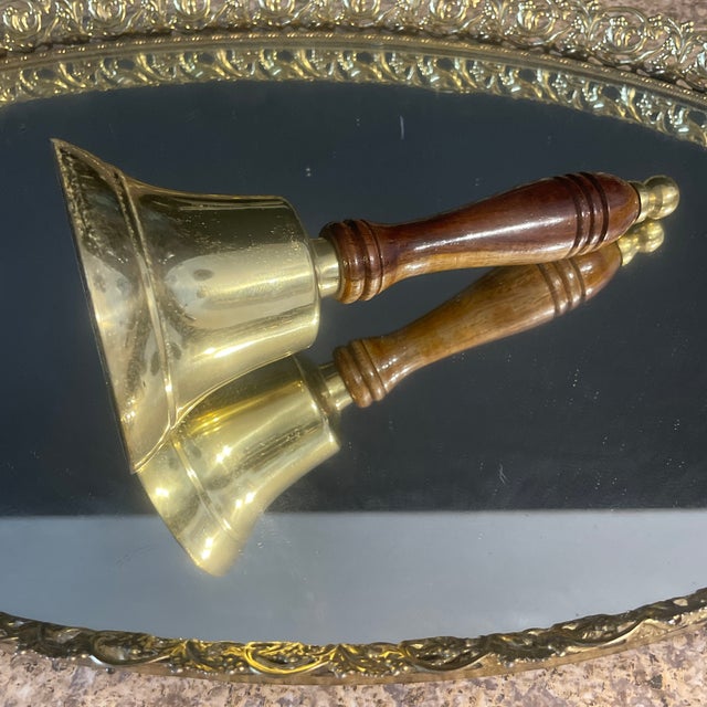Brass Bell With Wooden Handle For Sale - Image 4 of 9