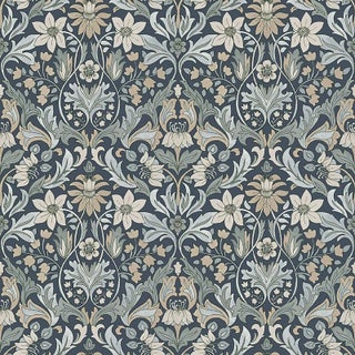 Sample - Boråstapeter Blomsterfröjd Wallpaper in Indigo For Sale