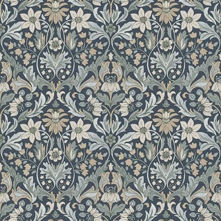 Sample - Boråstapeter Blomsterfröjd Wallpaper in Indigo For Sale