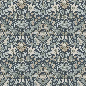 Sample - Boråstapeter Blomsterfröjd Wallpaper in Indigo