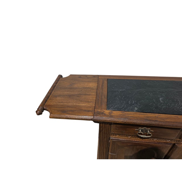 Ethan Allan Charter Oak Jacobean Sideboard Bar Console Server Liquor Cabinet For Sale - Image 14 of 18