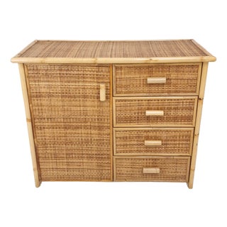 Italian Bamboo and Rattan Chest of Drawers, 1980s For Sale