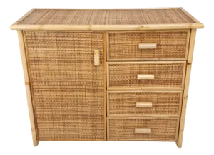 Italian Bamboo and Rattan Chest of Drawers, 1980s
