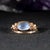 White Rainbow Moonstone Ring With Natural Diamond & Blue Sapphire Accents: 14k Gold, Size 6.75 For Sale - Image 8 of 9
