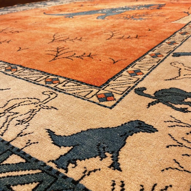 Turkish Handwoven Wool Rug with Dinosaur Motif, 1960s For Sale - Image 3 of 6