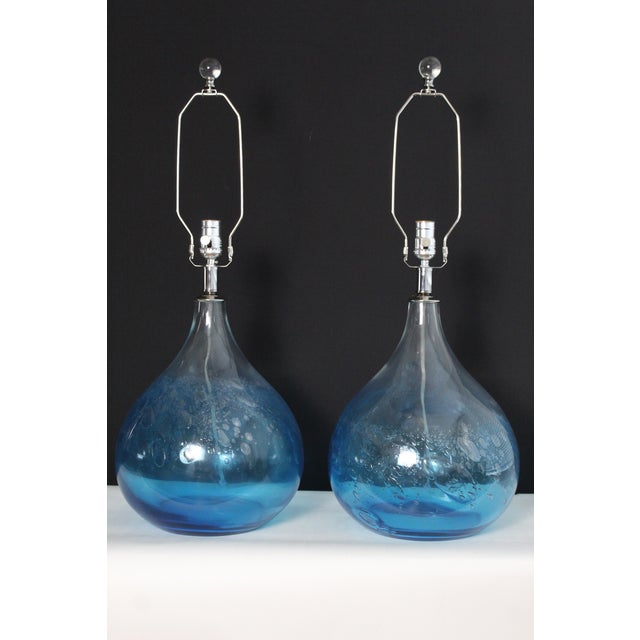 Mid 20th Century Seguso Style Hand Blown Murano Lamps - a Pair For Sale - Image 10 of 16