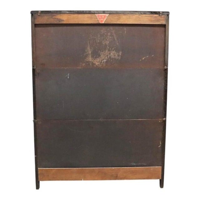 Brown Grand Rapids Mission Arts & Crafts Mahogany 3 Stack Barrister Bookcase C1920 For Sale - Image 8 of 10