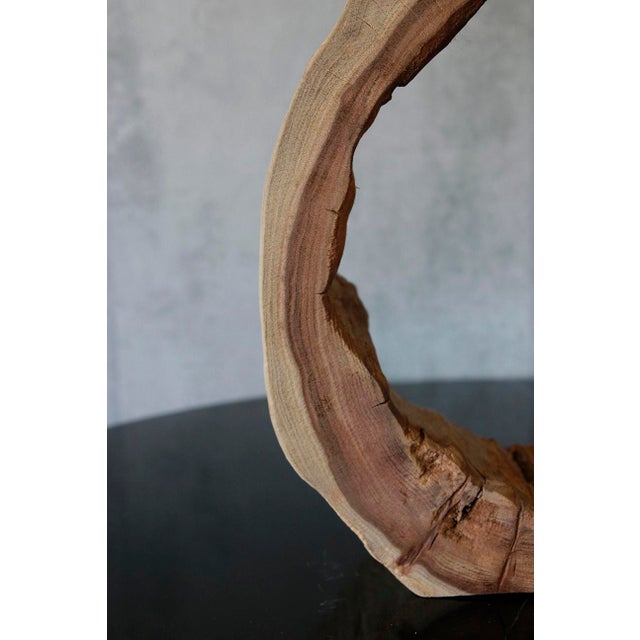 Rustic Rustic Teak Wood Table Lamp, Vintage Circular Design For Sale - Image 3 of 12