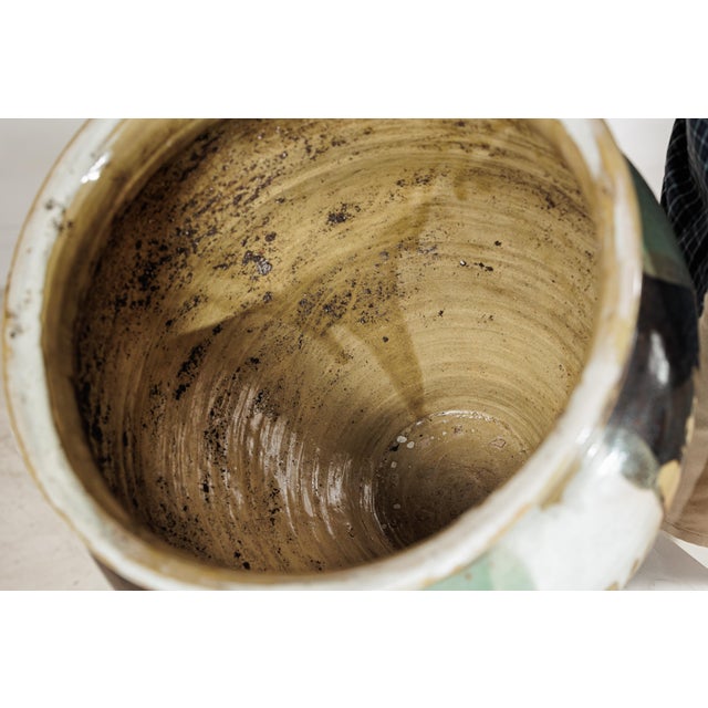 Asian Large Antique Japanese Drip-Glazed Stoneware Jar with Multicolor Runs For Sale - Image 3 of 18