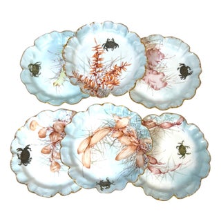 1893 Haviland Limoges Aesthetic Movement Crab Plates - Set of 6 For Sale