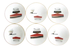 Vintage Noritake Toki Kaisha Japanese Porcelain Rice Bowls With Hand-Painted Design - Set of 6