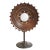 Vintage Industrial Iron Sun Gear Mirror For Sale - Image 4 of 4
