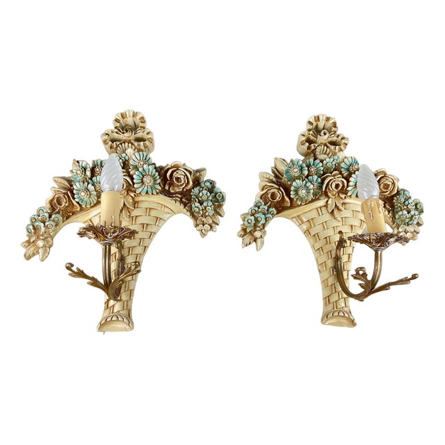 Vintage Italian Venetian Wall Lights, 1960s, Set of 2 For Sale