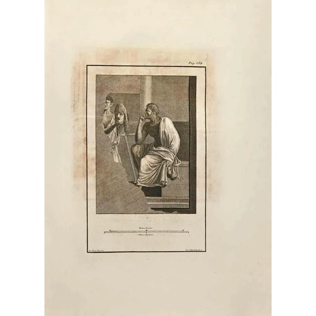 Ancient Roman Fresco from "Antiquities of Herculaneum" is an etching on paper realized by Giuseppe Aloja in the 18th...