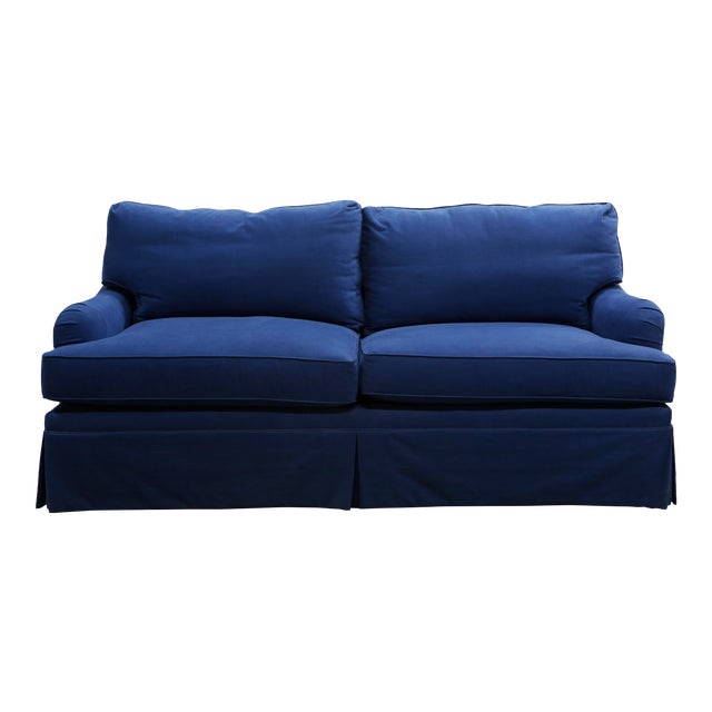 Modern Blue Denim Fabric Custom Made Sofa Chairish