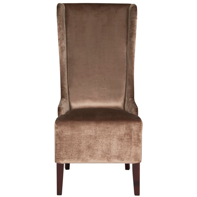 20''H Velvet Dining Chair, Dark Champagne & Cherry Mahogany For Sale - Image 11 of 11