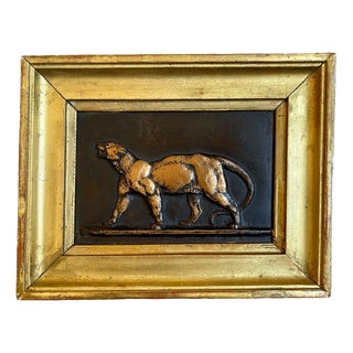 Copper Leopard Bas Relief after Barye For Sale