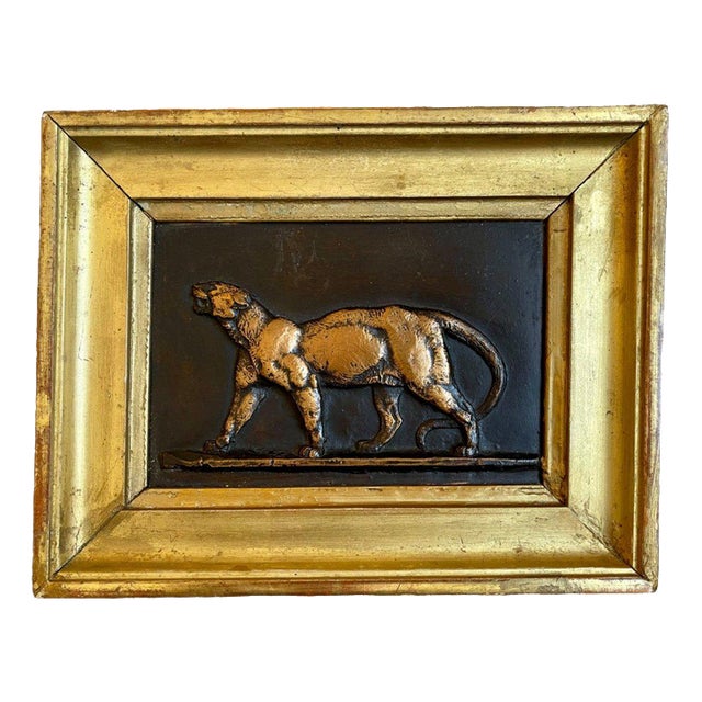 Copper Leopard Bas Relief after Barye For Sale