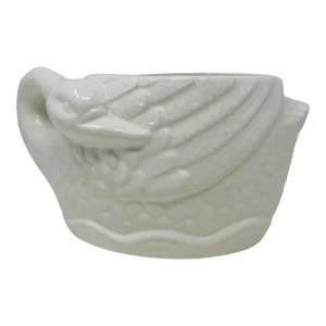 Vintage White Ceramic Swan Planter/Catchall Made in Japan