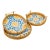2020s Set of Three Yellow Flower Pattern Rattan Mother-of-Pearl Inlaid Trays With Handles For Sale