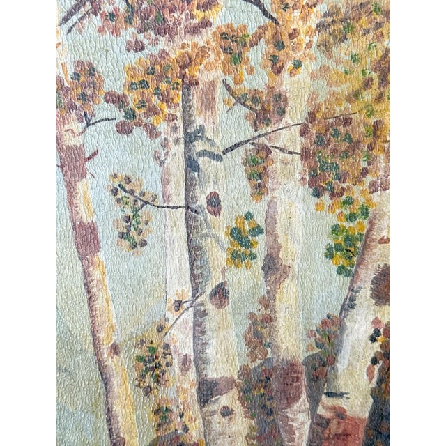 Early 20th Century Riverside Birch Trees Painting on Board by F. Mighell For Sale - Image 10 of 10
