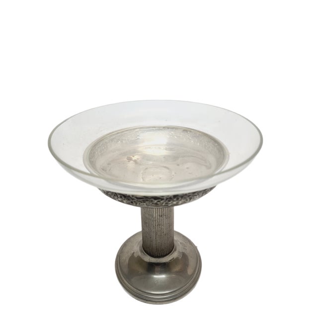 Metal Art Nouveau Bowl on Stand, Former Czechoslovakia, 1900s For Sale - Image 7 of 9