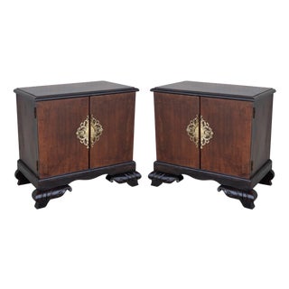 Pair of Early 20th Century Modern Front Nightstands with original Hardware For Sale