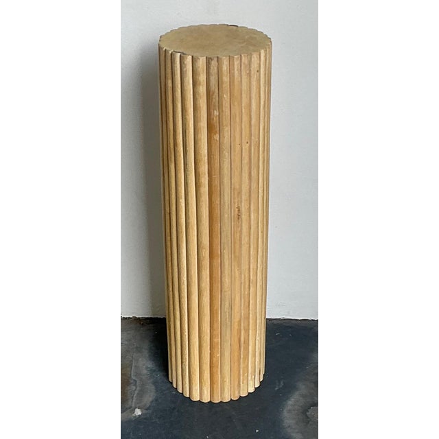 Vintage Ribbed Wood and Rattan Medium Pedestal For Sale - Image 15 of 15